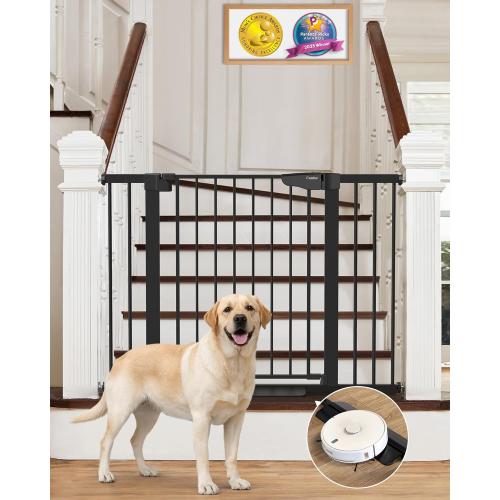 Cumbor 29.7-46 Baby Gate for Stairs, Mom's Choice Awards Winner-Auto Close Dog Gate for The House, Gifts for Mom, Easy Install Pressure Mounted Pet Gates for Doorways, Black