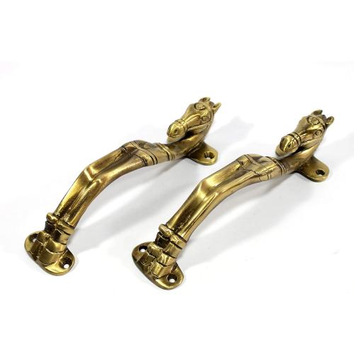 eSplanade Brass Door Handle Pair (2 pcs) | Home Decor | Door Decor | Pair of Brass Door Handles (Horse Head)