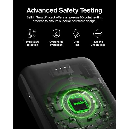 Belkin Portable Charger, USB-C Power Bank 20000 mAh w/ 2 USB-A Ports, 15W w/ Type-A to Type-C Cable - iPhone 17, Air, Pro, Pro Max, AirPods, Apple Watch, Samsung Galaxy S25, Google Pixel 10 - Black
