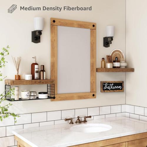 QEEIG Bathroom Shelves with Decor Sign (Brown, 15.7)