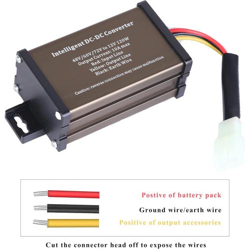 Pro Chaser DC-DC 72V 60V 48V Volt Voltage to 12V Step Down Voltage Reducer Regulator 180W 15A for Scooters & Bicycles Golf cart (10A 72v-12v)