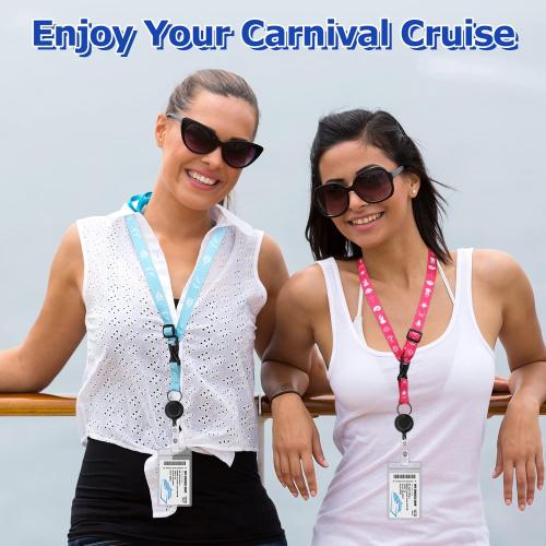 Leinuosen 4 Sets Christmas Cruise Lanyard for Ship Cards Retractable Lanyard with Waterproof ID Badge Reel Holder Gifts for Cruise Ship Essentials for Carnival(Vivid Style)
