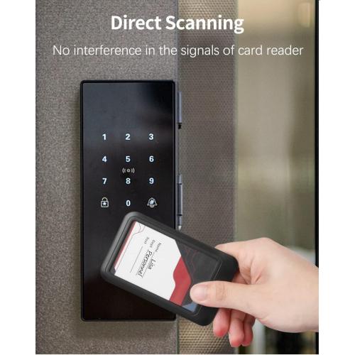 Uniclife 10 Pack Sliding ID Badge Holder Hard Black Vertical Plastic Card Case Protector Pouch with Clear Window for Office School ID Credit Cards Proximity Key Cards Driver’s Licenses and Passes