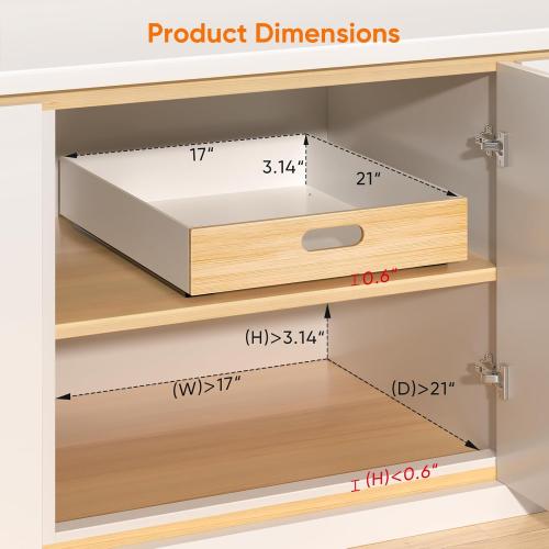 Pull Out Drawer for Cabinet, Metal Slide Out Shelf Fixed with Adhesive Nano Film, 1 PCS Multi-Purpose Cabinet Organizer for Kitchen, Pantry and Office, XX-Large