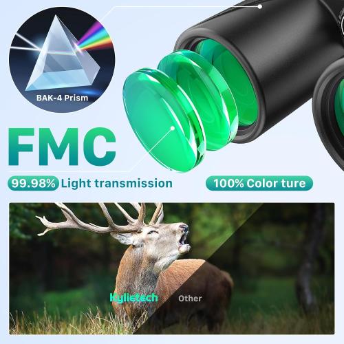 Kylietech 12x42 Binoculars BAK4 FMC Lens Waterproof Fogproof Phone Adapter