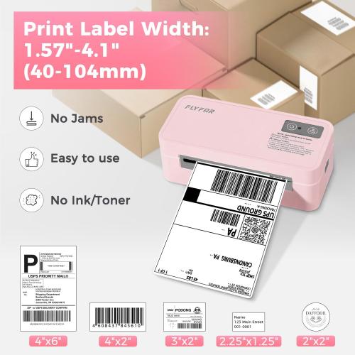 Bluetooth Thermal Label Printer, 4x6 Shipping Label Printer  (Pink)