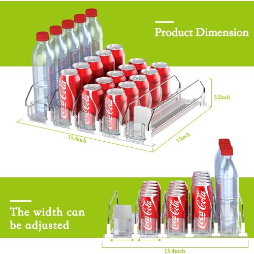 Drink Organizer for Fridge,Self Pushing Fridge Drink Organizer,Automatic Drink Dispenser for Fridge-Holds up to 25 Cans