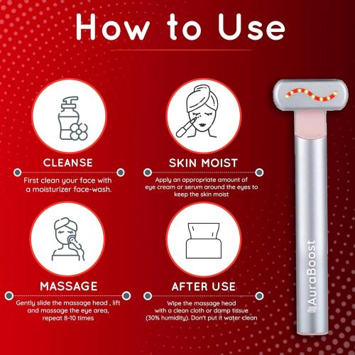 Handheld LED Red Light Therapy for Face and Neck - Vibrating Massage, Glowing Skincare Wand, Smart Sensor, Portable Facial Device, Face Therapy Wand Skin Health Tool Rejuvenation Boost