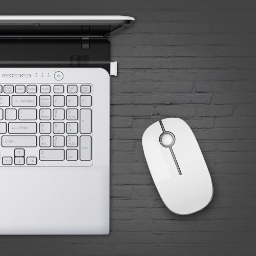 Vssoplor Wireless Mouse, 2.4G Slim Portable Computer Laptop Mouse with Nano Receiver Quiet Silent Optical Mice for Notebook, PC, Laptop, Computer-White and Silver