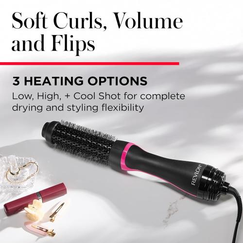 REVLON One-Step Root Booster Hot Air Brush Styler and Dryer, Revive Styles and Add Volume to hair with this Dryer Brush, 1 ½ inch Barrel (Black)