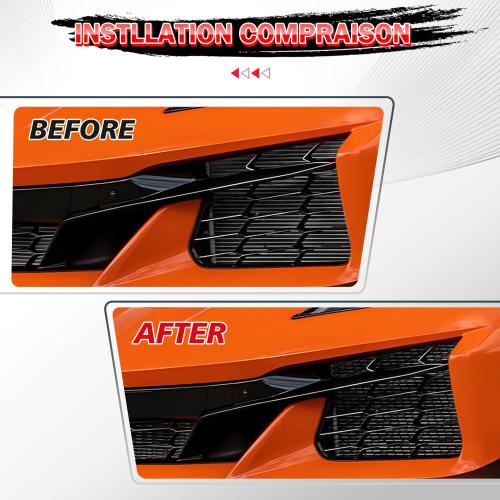 3Pcs Black Upgraded Front Radiator Guards Grille,Aluminum Body Bumper OEM Style Front Outer Grill Guard Protection Screens Grille Vents Insert Mesh Set for Corvette C8 Z06 2023 /E-Ray 2024