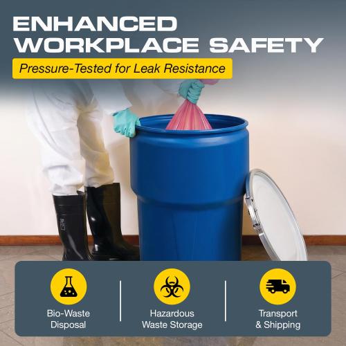 Eagle Plastic Drum, 14 Gallon Capacity, DOT Compliant, Made in USA, Blue | High-Density-Polyethylene Construction, Open Head Lab Pack Drum, Metal Lever-Lock Lid, Hazardous Material Storage, Transport