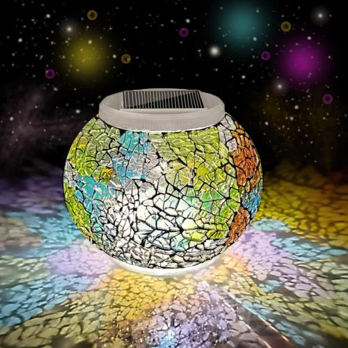 Aukora Color Changing Solar Powered Glass Ball Garden Lights, Solar Lantern Outdoor Table Lights Waterproof Led Night Light for Garden Patio Party Yard Indoor Decora Ideal Gift(Multi-Colored Glass)