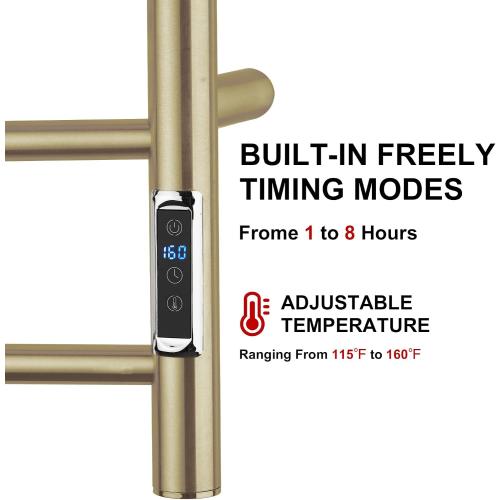 Heated Towel Racks for Bathroom, Wall Mounted Electric Towel Warmer Racks with Timer & Temperature Control, 4 Bar Stainless Steel Towel Heater for Bathroom, Brushed Gold, Plug-in