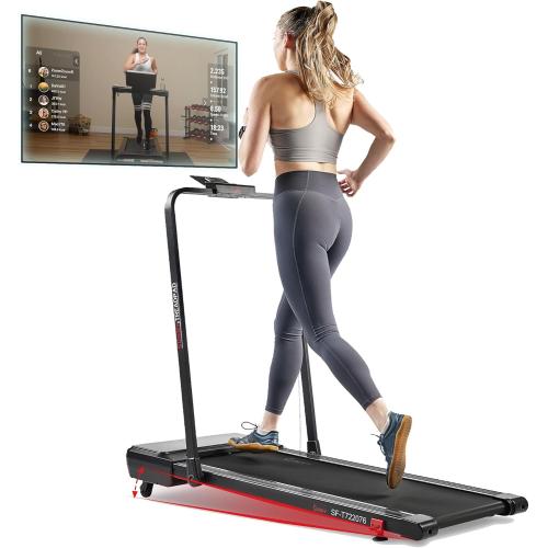 Sunny Health & Fitness Sleek Compact Smart Treadpad Treadmill with 6-Level Auto Incline, Remote Control, Shock Absorption, Optional Dual Mode Walking/Running & Free SunnyFit App Bluetooth Connectivity