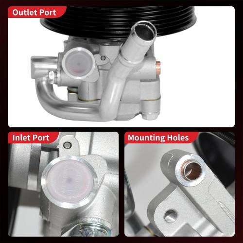 PHOBOOS Power Steering Pump Compatible with Ford Escape 2004-2007 Gas, Mazda Tribute 2005-2006 Gas, Mercury Mariner 2005-2007 Gas, V6 3.0L, with Pulley&Outlet, Ref. 21-5370【Does NOT Fit HYBRID Models】