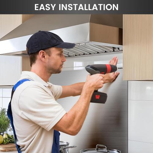 Stainless Steel Backsplash for Stove 29.5x29.5, Stainless Steel Kitchen Backsplash with 4 Pre-Drilled Holes, Ultra Flat and Flushed Metal Panel Splatter Guard for Stovetop, Easy Installation