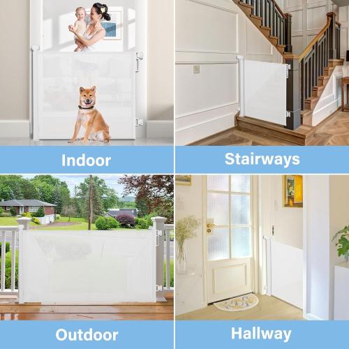 PRObebi Retractable Baby & Dog Gate - Extends to 72 Wide, 34 Tall, for Stairs, Doorways, Hallways & Outdoor Use