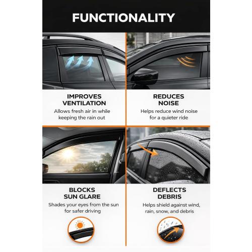 2019-2026 Tape-On Rain Guards for Chevrolet Blazer (Crossover) Side Window Visor Deflectors LT RS Premier Durable Tinted Shades 2020 2021 2022 2023 2024 2025