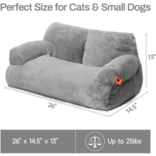 MEWOOFUN Cat Bed for Indoor Cats, Washable Dog Beds for Small Dogs & Cats with Removable Cover, Fluffy Cat Couch with Non-Slip Bottom (Grey, 26.0 L X 19.0 W X 13.0 Th)