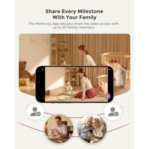 Momcozy Smart WiFi Baby Monitor with Camera and Audio, 5 1080P Screen with Wall Mount, Motion & Cry Detection, Safe Fence,Clear Night Vision, 5000mAh Battery, 2-Way Talk, Photo & Video Recording,BM04
