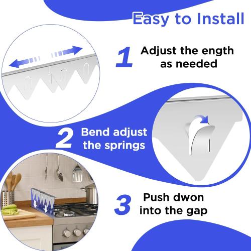 Stove Gap Covers Stainless Steel 2 Packs, 13.8-27.5 Retractable Range Gap Cover, Heat-Resistant Stove Gap Filler, Cooktop Trim Kit, Stove Guard for Even Surface - Silver