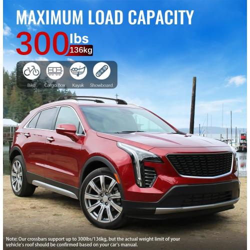 Soruci 300lbs Lockable Roof Rack Cross Bars for Cadillac XT5 2017 2018 2019 2020 2021 2022 2023 2024 2025 2026, Aluminum Heavy Duty Roof Rails Crossbar for Rooftop Cargo Bars Luggage Kayak Bike Racks