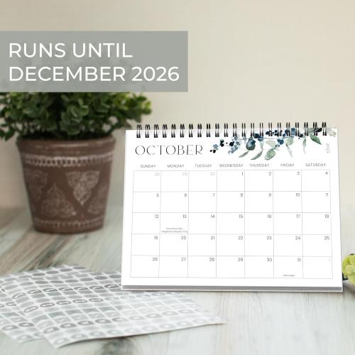 Aesthetic Desk Calendar 2025-2026 - Runs June 2025 until December 2026 - Beautiful Small Flip Desktop Calendar for Easy Organizing