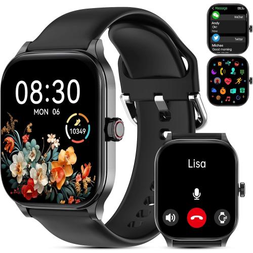 Smart Watch for Women Men(Answer/Make Call), Smartwatches with Heart Rate/SpO2/Sleep/Stress Monitor, IP68 Waterproof Activity Tracker for Android iPhone, 100  Sports Fitness Watches (Black, 2.01“)