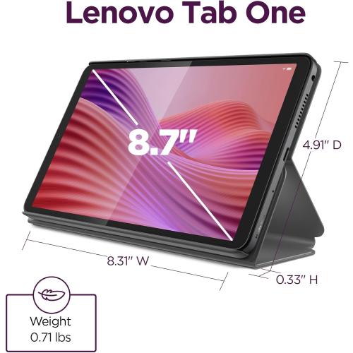 Lenovo Tab One - Lightweight Tablet - up to 12.5 Hours of YouTube Streaming - 8.7 HD Display - 4 GB Memory - 64 GB Storage - MediaTek Helio G85 - Includes Folio Case