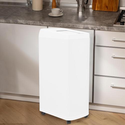 50 Liter / 13.2 Gallon Motion Sensor Trash Can with Roll Lid & Wheels - Automatic Touchless Trashcans for Kitchens, Bedroom, Office Trash Bin (White)
