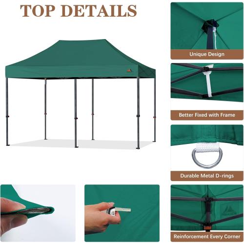 SCOCANOPY Commercial 10x20 Canopy Replacement Canopy Top,Canopy Cover ONLY,Bonus 4 Pack Weight Bag (Forest Green)