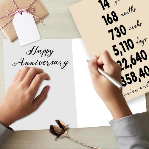 YiKaLus Large 14th Anniversary Card Gift for Him Her, Vintage 14 Year Wedding Anniversary Decoration for Women Men, 14th Aday Gifts for Husband Wife
