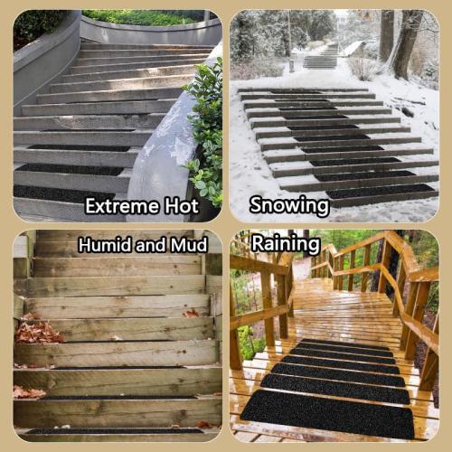 CHUANGSEED 12-Pack Non-Slip Outdoor Stair Treads Grip Tape 12'' x 30'', Heavy Duty Black Grit Anti-Slip,High Traction Adhesive Treads Suitable for Most Slippery Surfaces