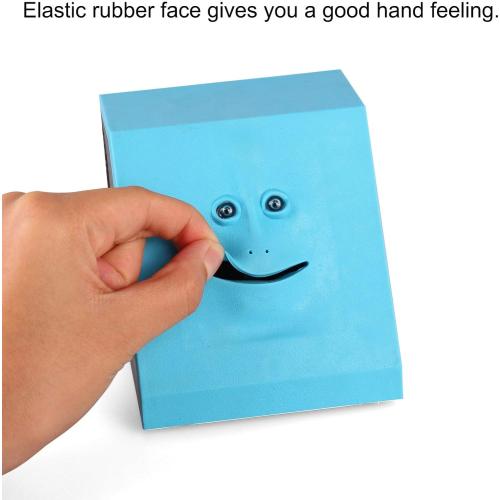 Youngine Novelty Face Bank Coin Eating Savings Bank Money Saving Collection Piggy Bank (Blue)