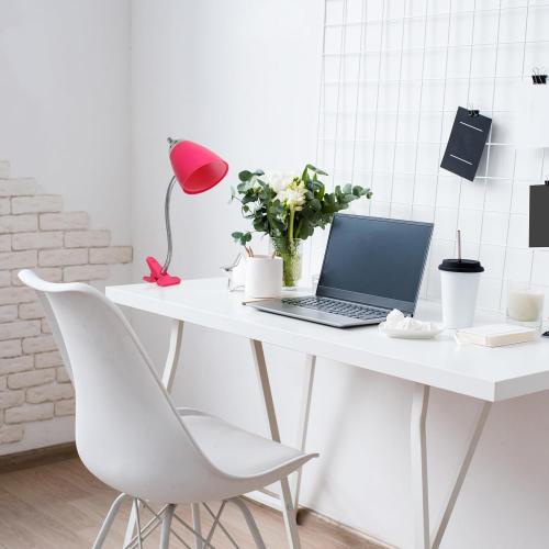 Simple Designs LD2001-PNK-LB 17.5 Flossy Flexible Gooseneck Clip Light Desk Lamp with LED Bulb, Pink