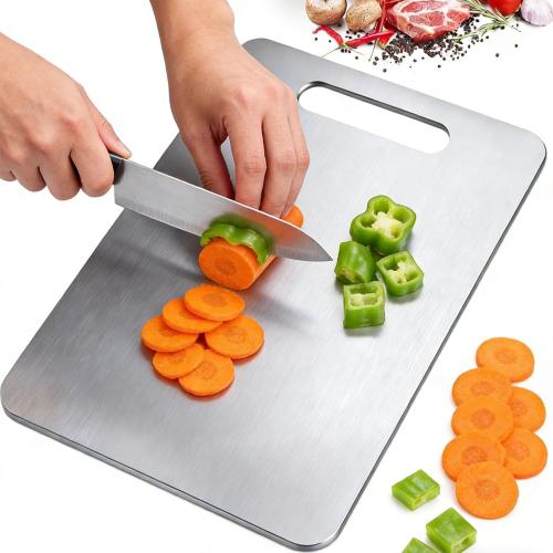Stainless Steel Cutting Board with Lip 304 Metal Chopping Board for Kitchen (One Size, Oblong)