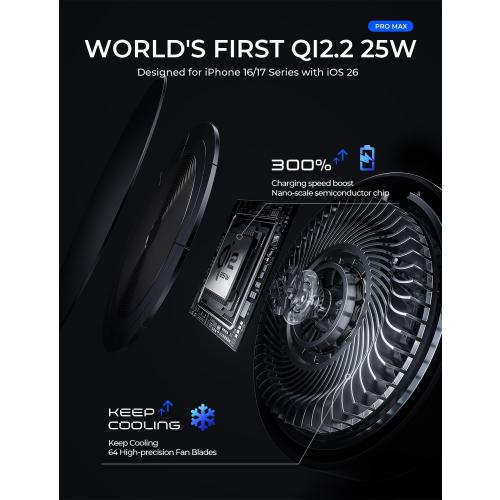 LISEN for Qi2.2 25W MagSafe Car Mount Charge,Cooling Fan,95W Fast Adapter