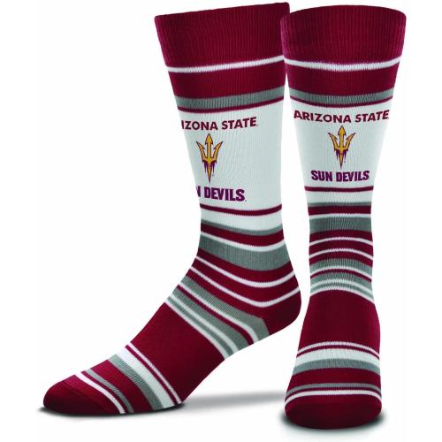 For Bare Feet Collegiate University Striped Dress Socks, One Size Fits Most Footwear for Men Women Youth, Game Day Apparel