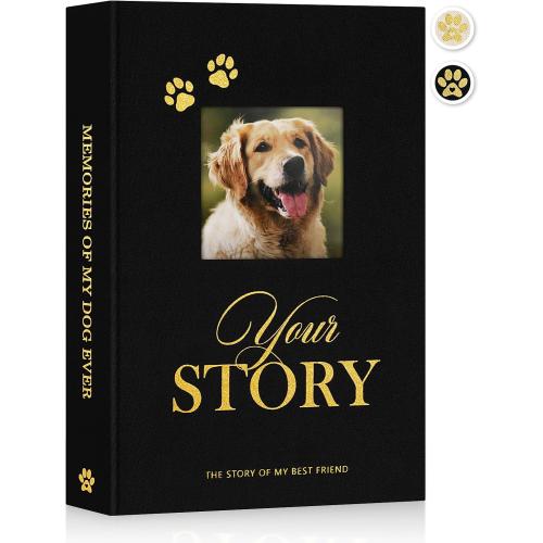 Lanpn Cute Puppy Photo Album 4x6 300 Pockets, Linen Cover Holds 300 Horizontal 4 x 6 Photos with Memo Writing Area Dogs Memory Book Keepsake for Dog Lovers Beige