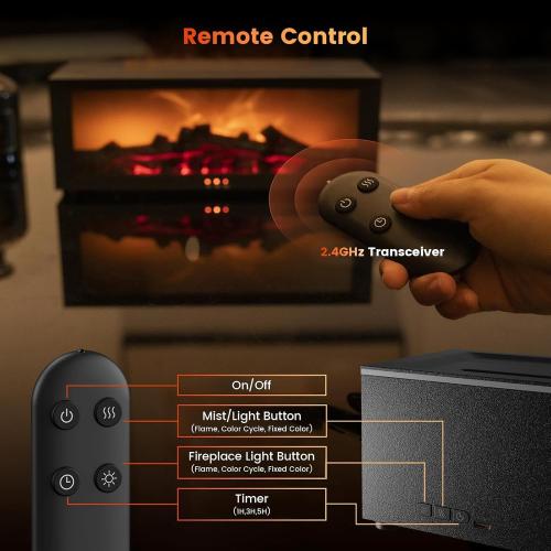 Colorful Flame Fireplace Diffusers for Essential Oils Aroma Flame Diffuser Fireplace Humidifier with Remote 150ml Ultrasonic Air Humidifier with Timer for Home Bedroom Room Office