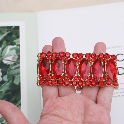 Women’s Elegant Wedding Bridal Crystal Double Row Marquise-Shape Leaf Stretch Bangle Bracelet Bride Jewelry for Women