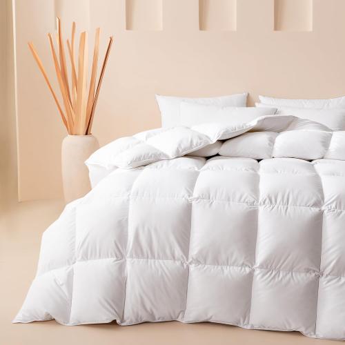 Cosybay Cali King Size Feather Down Fiber Comforter Ultra Fluffy Duvet Insert, All Season White Cotton Cover Luxury Hotel Bed Comforter with Corner Tabs, 104 x 96 Inch
