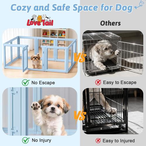 Acrylic Dog Playpen Indoor, Puppy Playpen, Acrylic Dog Pen, 10PCS | 23.6 H, Skin Pink, Purple & Sky Blue, Clear View, No-Gap Escape-Proof, Tool-Free Setup, For Puppies & Small Dogs