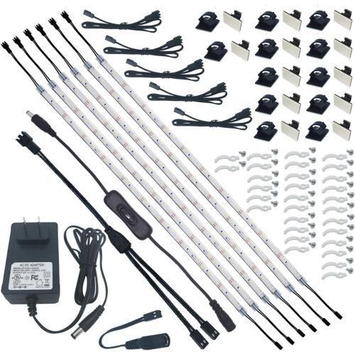 Set of 6 Size 20 Litever Under Cabinet Light, 6 PCS 20 Inches Flexible LED Strips with Power Adapter, 24W,1800 Lumen, Daylight 5000K. Suitable for Kitchen Cabinets, Counters, Under Shelf, Closets (6-Strip-5000K)
