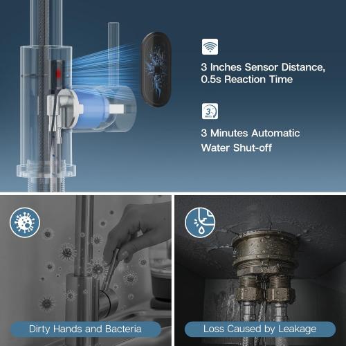 GIMILI Oil Rubbed Bronze Touchless Kitchen Faucet with AC Adapter, Motion Sensor Smart Hands Free Single Handle Kitchen Sink Faucet with Pull Down Sprayer