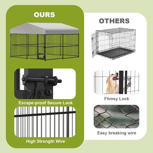 10x10x6 FT Outside Dog Kennel with Roof,Heavy Duty Outdoor Kennels for Large Dogs,with Uv-Resistant Waterproof Roof Covered Outdoor Dog Run,Lock,for Medium and Large Dogs,Easy Assembly