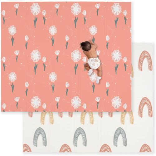 JumpOff Jo Foldable Foam Play Mat – Large Waterproof Baby & Toddler Activity Floor Mat, Double-Sided 70 x 59 Inch Play Surface