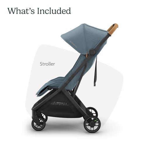 Color dark blue UPPAbaby Minu V3 Travel Stroller | Lightweight   Compact Design | One-Hand Fold   Unfold | from Birth   Overhead Compatible | Dillan (Stone Blue/Carbon Frame/Sand Leather)