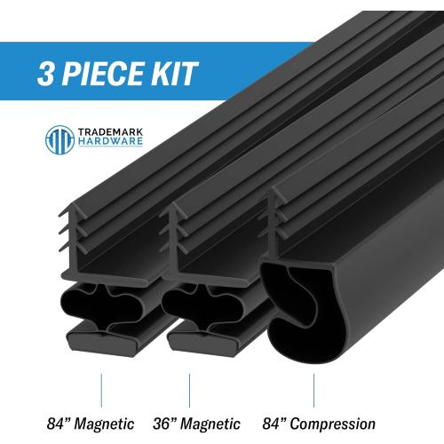 TMH Magnetic Weather Stripping Door Seal for Metal Doors - Kerf Door Seal Kit, 36 x 84 - Black Weather Stripping for Doors.